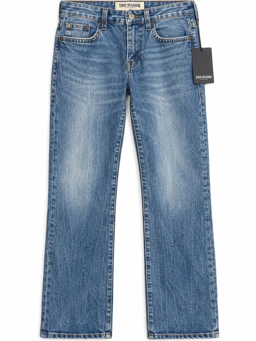 True Religion Ricky Relaxed Straight Jeans Men’s 36 NWT Ghost Wave Medium Wash